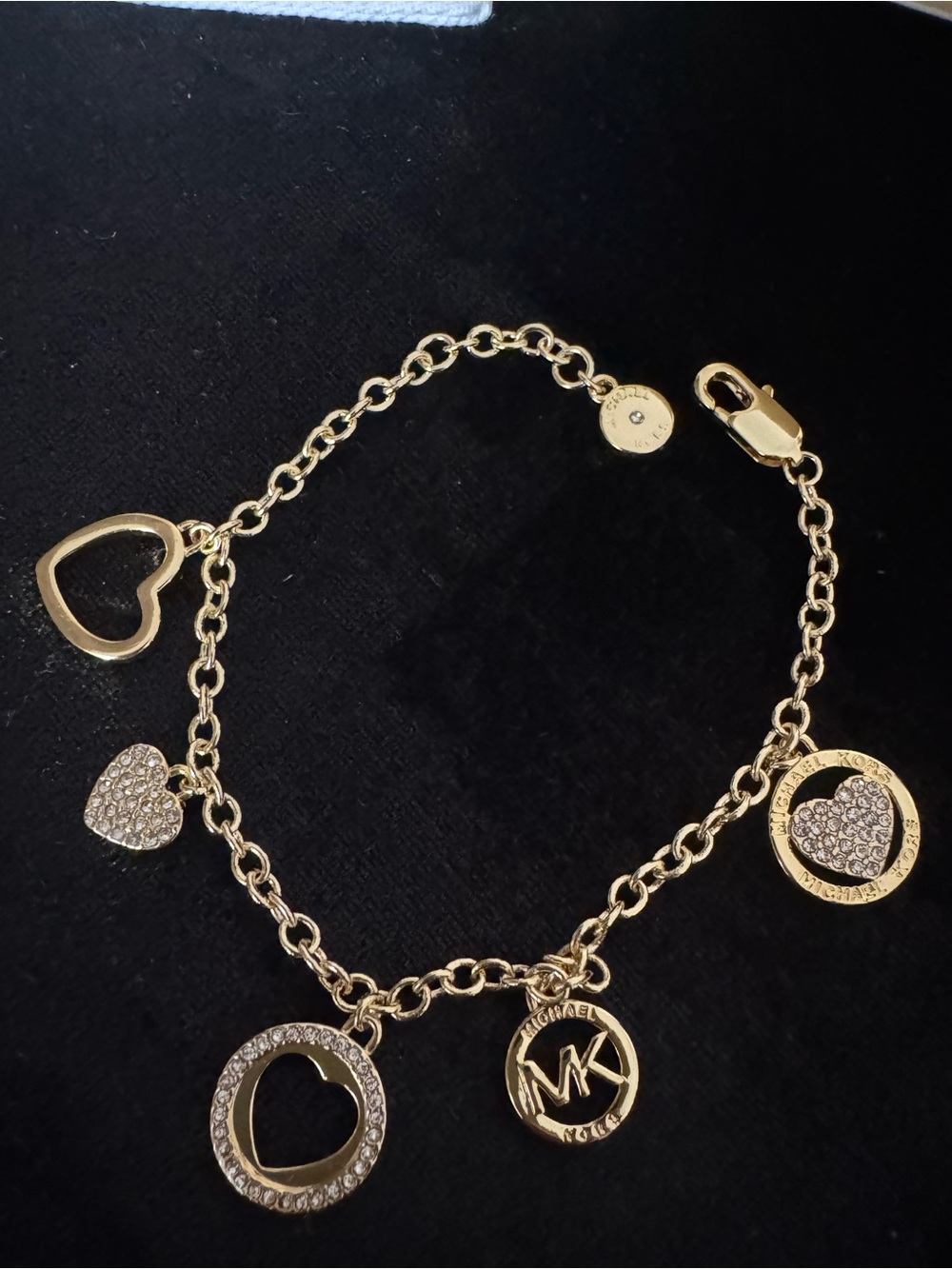 Michael Kors Gold Heart Charm Link Bracelet with Crystal Accents - Picture 5 of 8